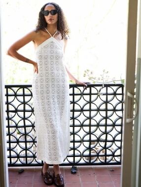 KOTN Plus Size Crochet Maxi Dress White Spaghetti Straps Size XXL Beach Wear